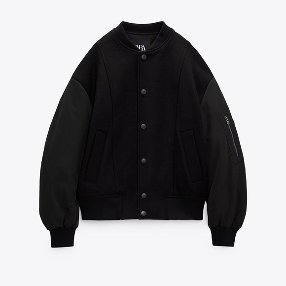 ZARA COMBINATION ZIPPERED BOMBER JACKET - Picture 5 of 9